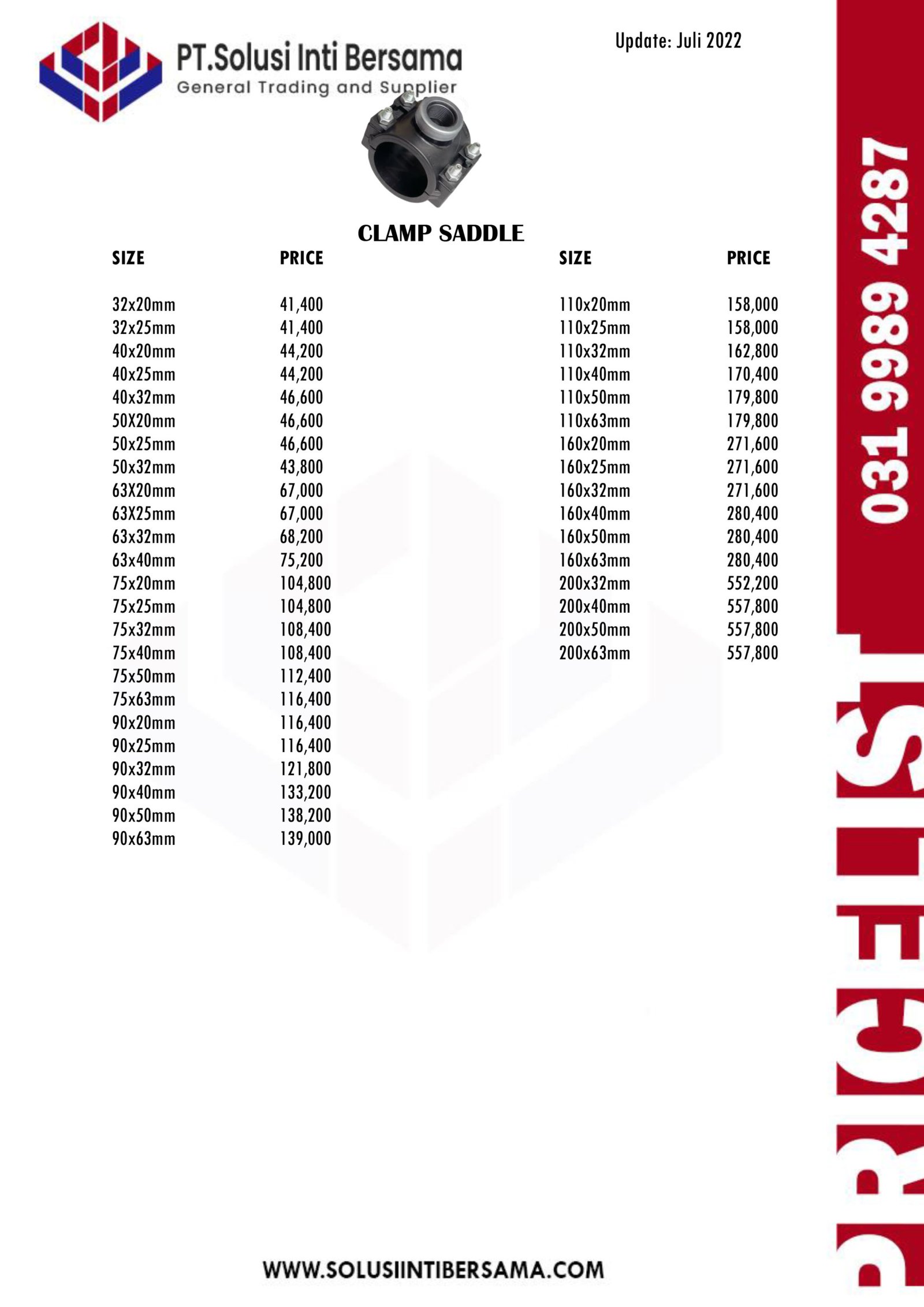 Pricelist Daftar Harga Fitting Hdpe Compression Harga Pipa Hdpe