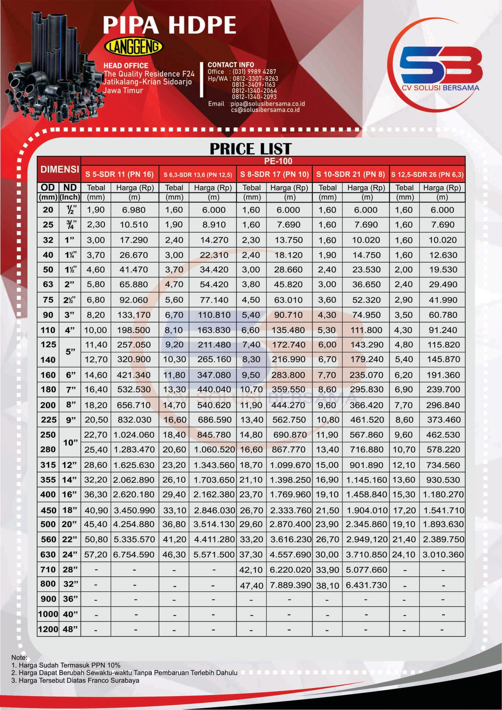 Price List Langgeng HDPE https://www.hargapipaair.com/mesinlashdpe