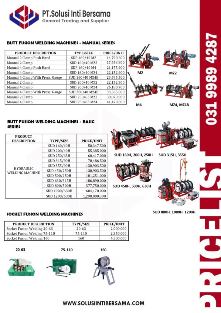 Pricelist Daftar Harga Mesin HDPE (Kepulauan Sula, Pulau Morotai, Pulau Talibu, Ternate, Tidore Kepulauan) Maluku Utara