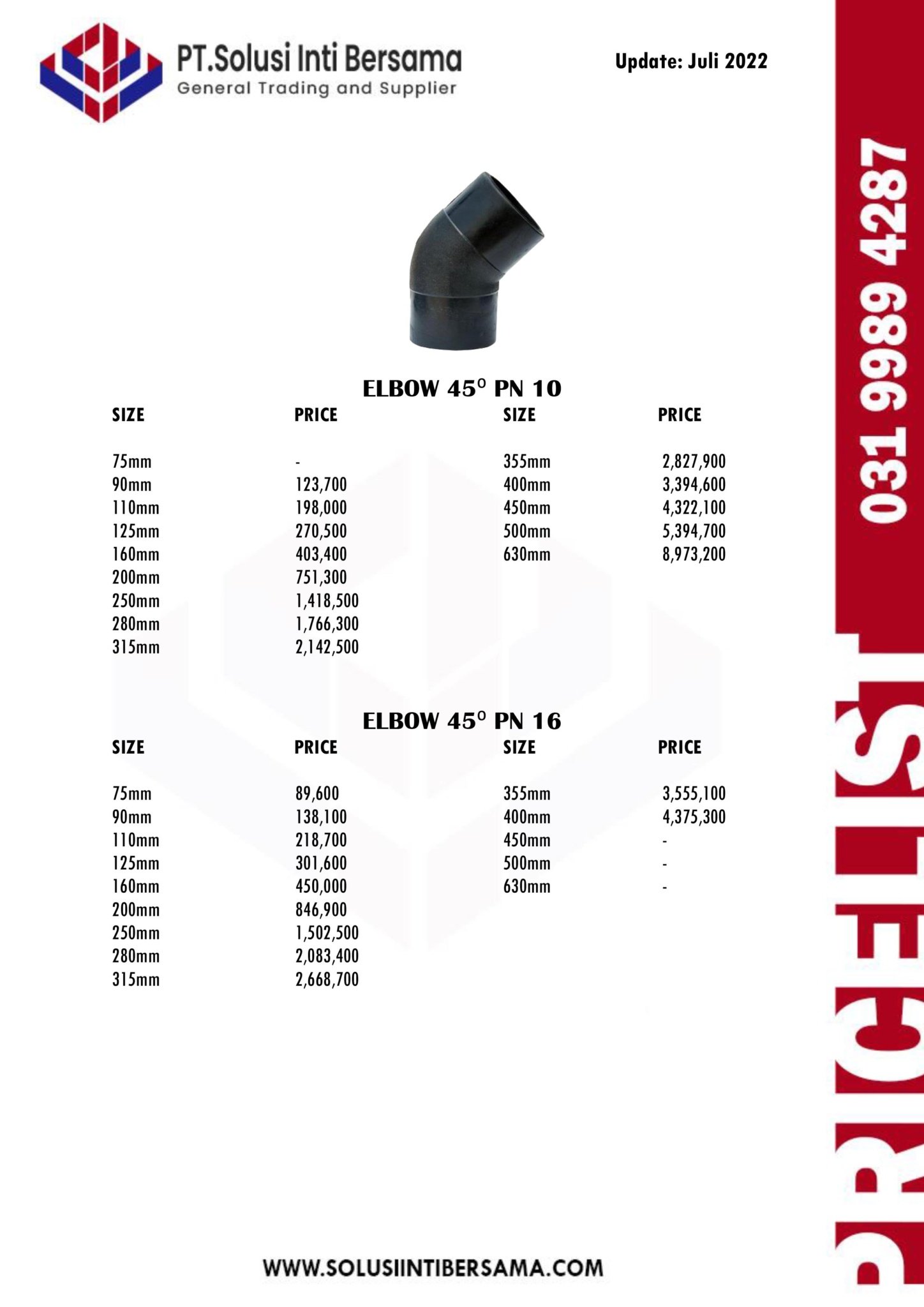 Daftar Harga Pipa Hdpe Sni Terbaru Tahun Harga Pipa Hdpe Pvc Ppr Limbah Gip